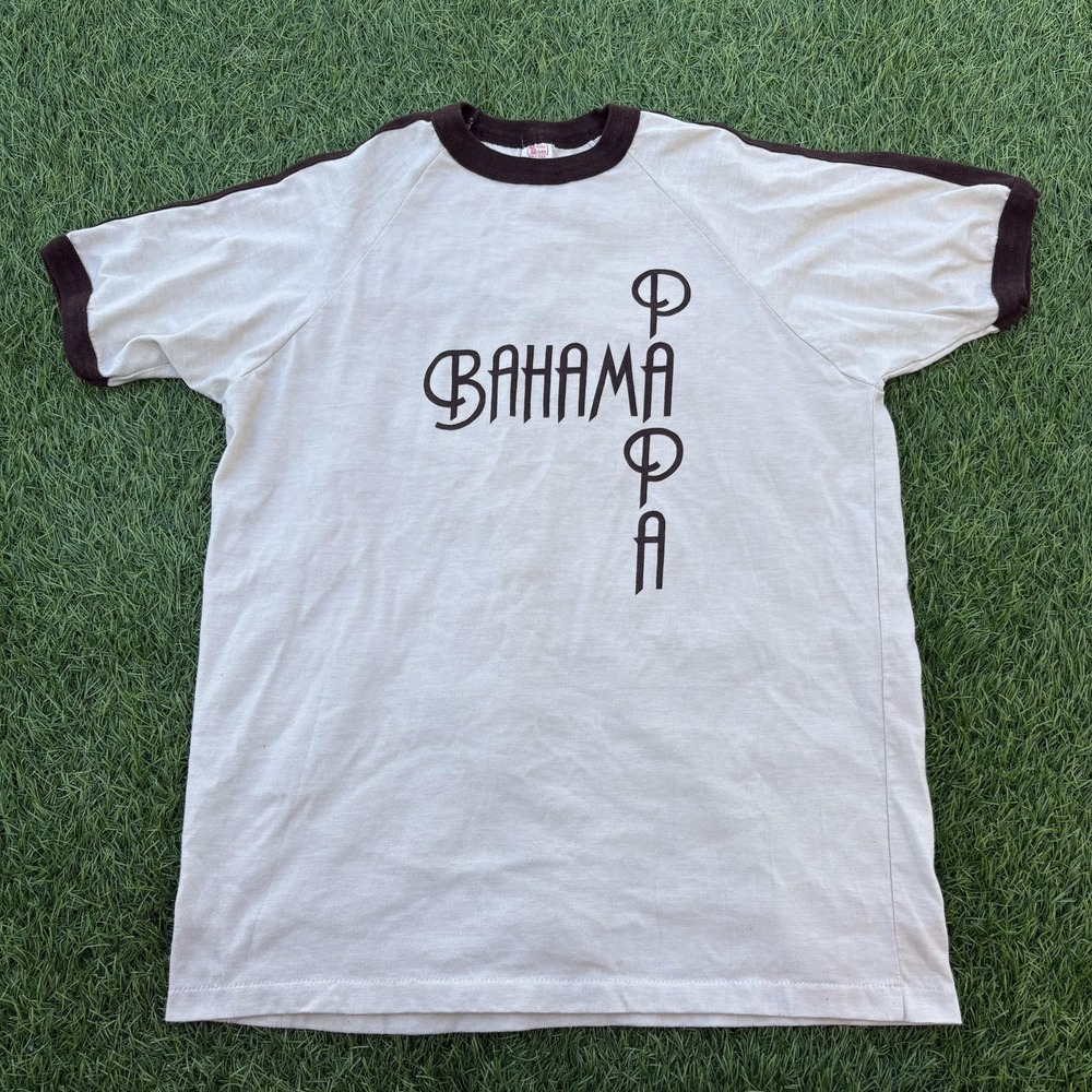 Vintage Textile Prints Bahama Papa Shirt Mens Large Ringer Graphic Tee
